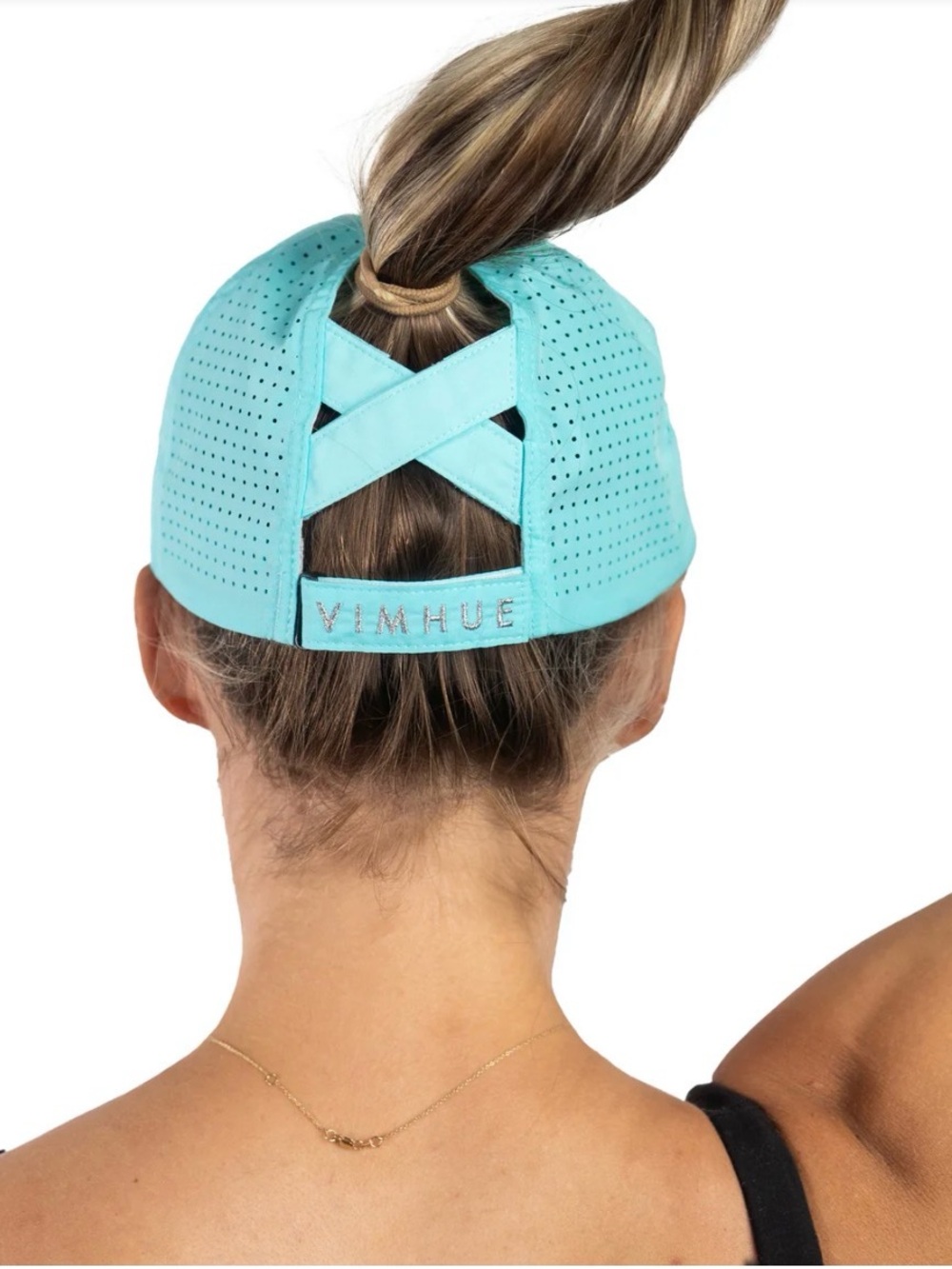 VIMHUE Perforated Ponytail X-Boyfriend Baseball Cap - Aqua/Splash - UPF50